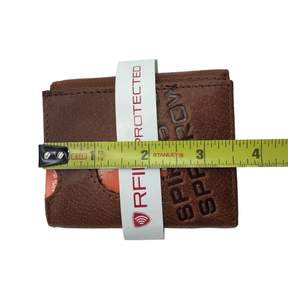 Spikes & Sparrow Austin RFID Protected Leather Wallet Brandy Brown Trifold 16530 - Picture 4 of 6